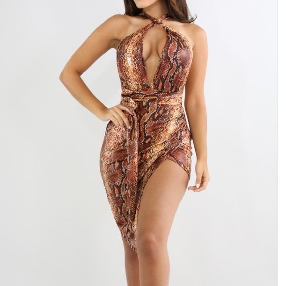 Dresses & Skirts - THREE LEFT Lina Snake Print Multiway Mini Dress